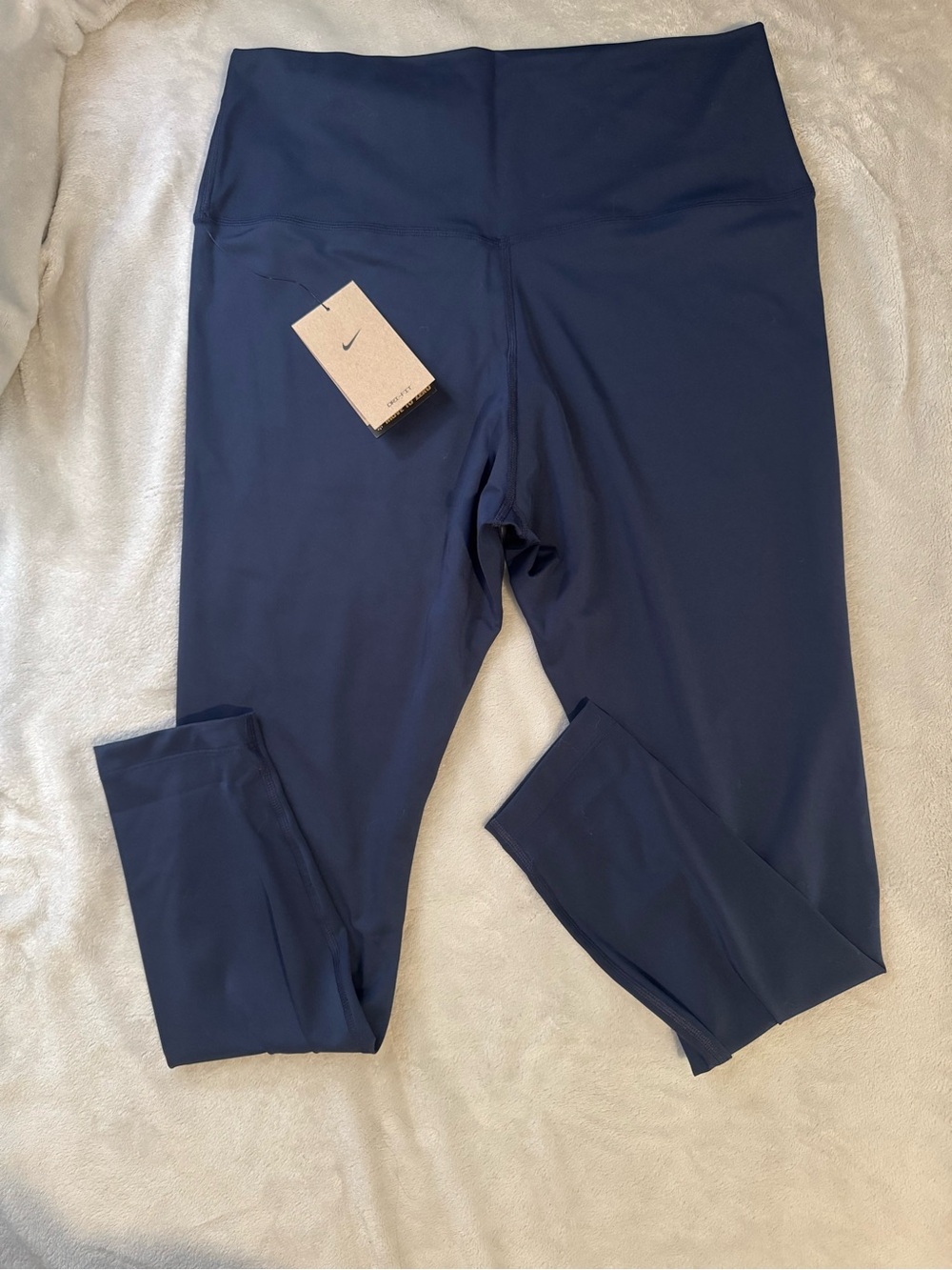 Nike Navy Blue Women's Athletic Leggings with White Swoosh - Picture 2 of 3